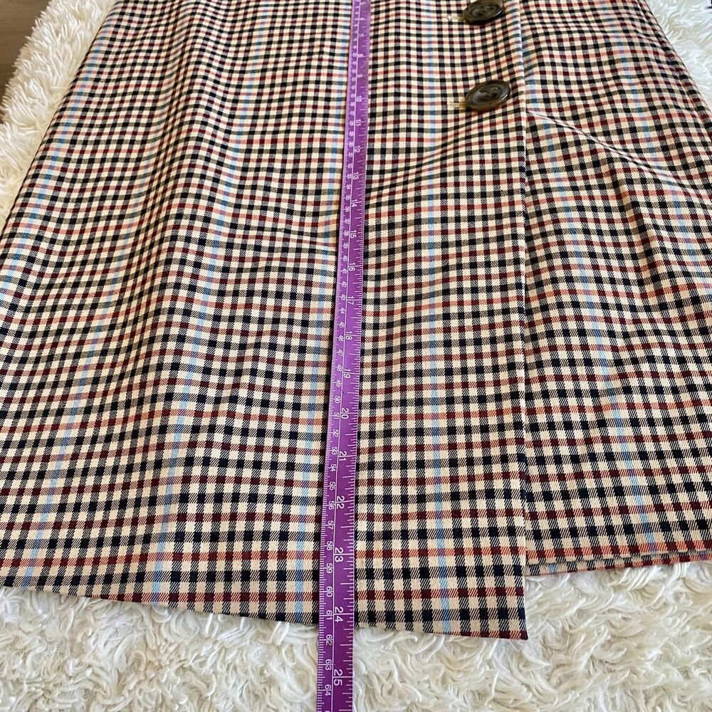 Ann Taylor Factory Plaid Faux Wrap Front Skirt Button Closure Size 6P - Picture 8 of 11